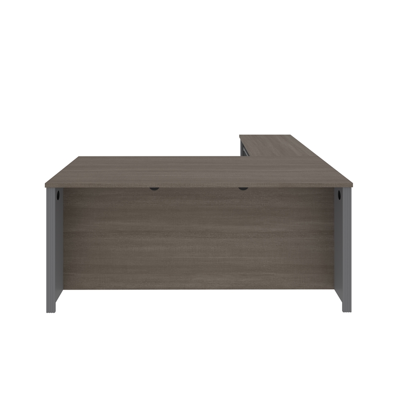 Pemberly Row 4 Piece L Shaped Computer Desk in Bark Gray and Slate