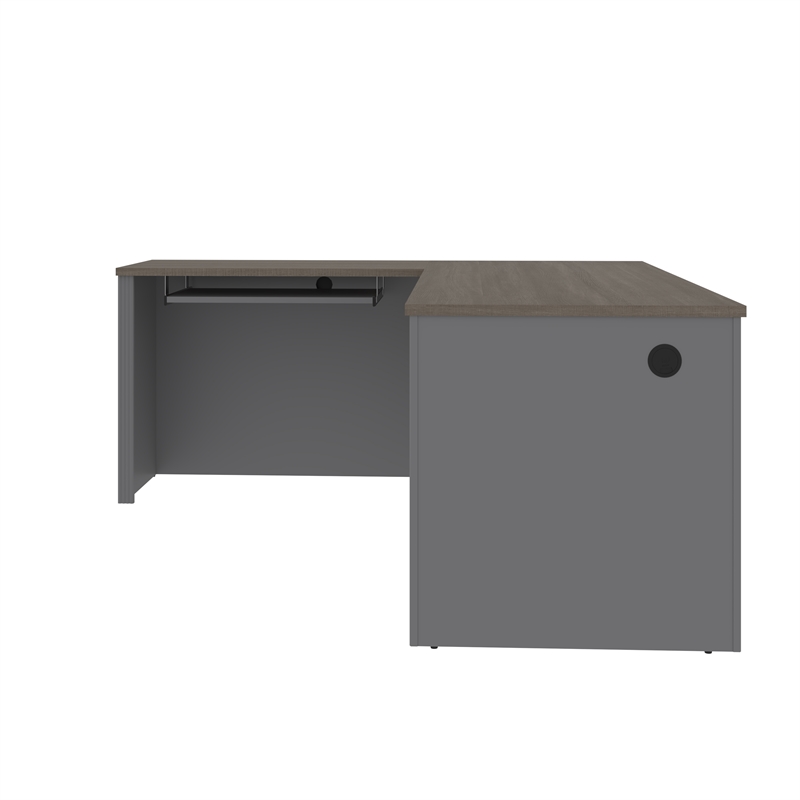 Pemberly Row 4 Piece L Shaped Computer Desk in Bark Gray and Slate