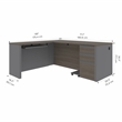 Pemberly Row 4 Piece L Shaped Computer Desk in Bark Gray and Slate
