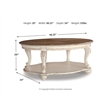 Pemberly Row Engineered Wood Oval Coffee Table in White and Brown