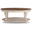 Pemberly Row Engineered Wood Oval Coffee Table in White and Brown