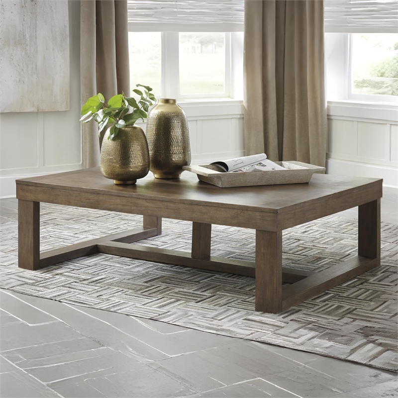 Pemberly Row Contemporary Wood Coffee Table in Grayish Brown