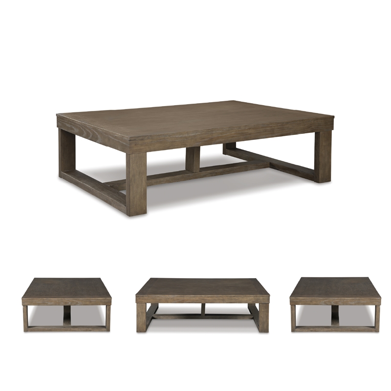 Pemberly Row Contemporary Wood Coffee Table in Grayish Brown