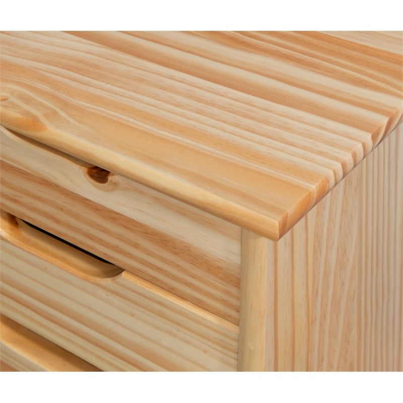 Pemberly Row Six Drawer Rolling Storage Cart in Natural Brown Wood