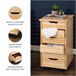Pemberly Row Six Drawer Rolling Storage Cart in Natural Brown Wood