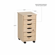 Pemberly Row Six Drawer Rolling Storage Cart in Natural Brown Wood
