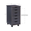 Pemberly Row Transitional Six Drawer Rolling Storage Cart in Gray Wood