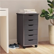 Pemberly Row Transitional Six Drawer Rolling Storage Cart in Gray Wood