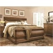 Pemberly Row Traditional Queen Wood Sleigh Bed in Cognac Brown
