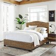 Pemberly Row Farmhouse Wood Queen Banana Leaf Panel Bed in Natural