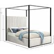 Pemberly Row Solid Wood and Velvet King Bed in Cream/Matte Black