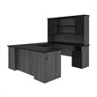 Pemberly Row Transitional Engineered Wood Computer Desk in Black and Bark Gray