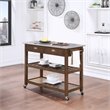Pemberly Row Kitchen Cart with Stainless Steel Top in Chestnut Wire-Brush