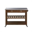 Pemberly Row Kitchen Cart with Stainless Steel Top in Chestnut Wire-Brush