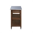 Pemberly Row Kitchen Cart with Stainless Steel Top in Chestnut Wire-Brush