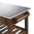 Pemberly Row Kitchen Cart with Stainless Steel Top in Chestnut Wire-Brush