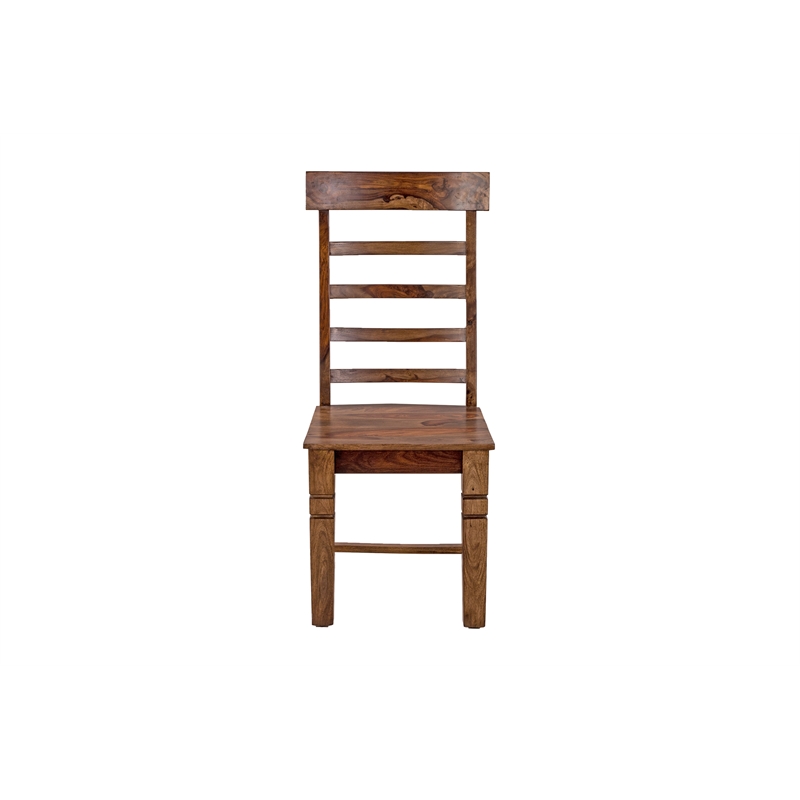 Pemberly Row Solid Sheesham Ladderback Dining Chair in Brown (Set of 2)
