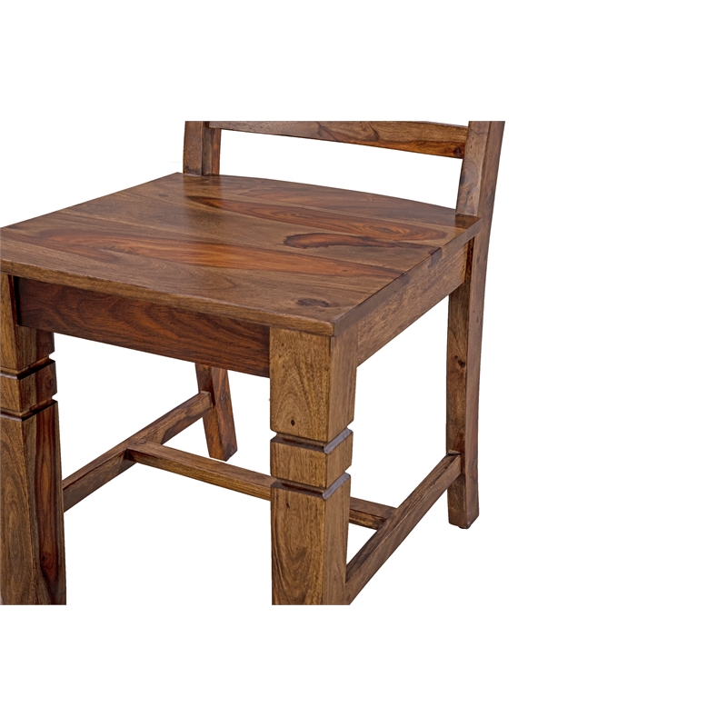 Pemberly Row Solid Sheesham Ladderback Dining Chair in Brown (Set of 2)