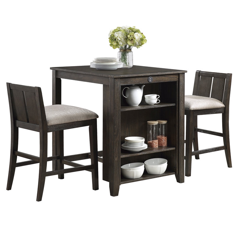 Pemberly Row 3 Piece Wood Counter Height Dining Set in Dark Cherry