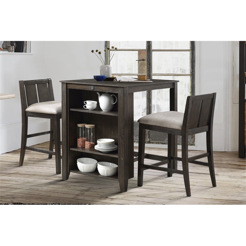Pemberly Row 3 Piece Wood Counter Height Dining Set in Dark Cherry