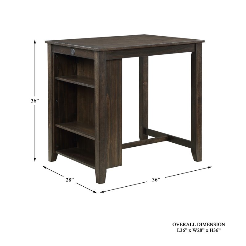 Pemberly Row 3 Piece Wood Counter Height Dining Set in Dark Cherry