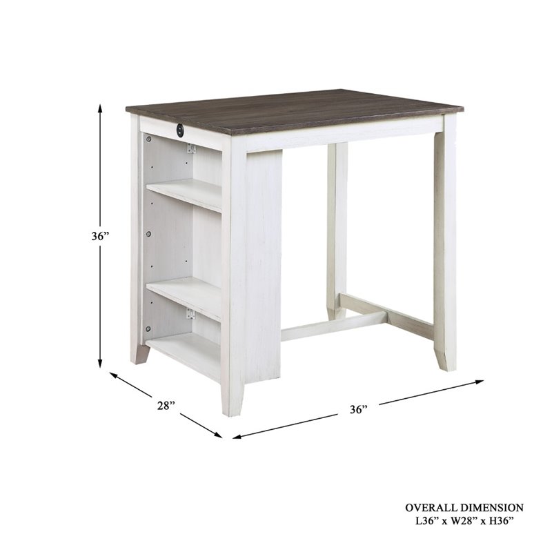 Pemberly Row 3 Piece Wood Counter Height Dining Set in Gray and White