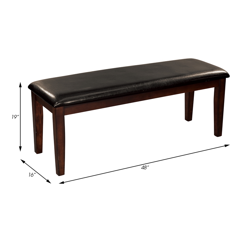 Pemberly Row Contemporary Wood Dining Room Bench in Cherry Finish