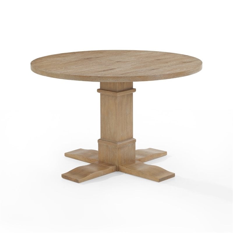 Pemberly Row Contemporary Wood Round Dining Table in Rustic Brown