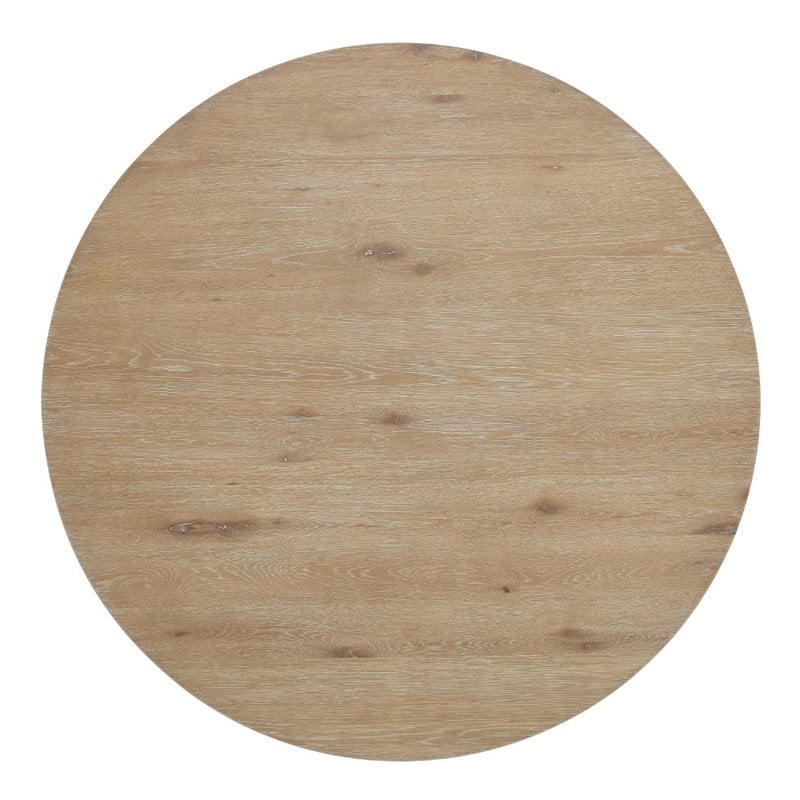 Pemberly Row Contemporary Wood Round Dining Table in Rustic Brown