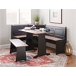 Pemberly Row Pine Wood Corner Nook Dining Set with Storage in Black and Pecan