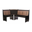 Pemberly Row Pine Wood Corner Nook Dining Set with Storage in Black and Pecan
