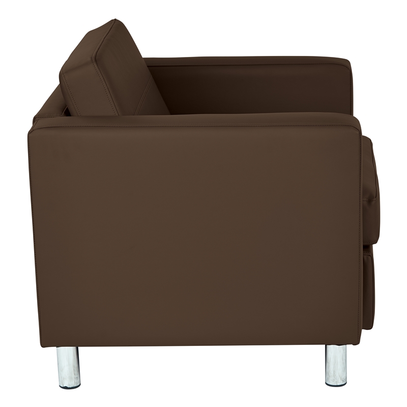 Pemberly Row Contemporary Armchair in Dillon Java Brown Vinyl Fabric