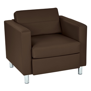 Pemberly Row Contemporary Armchair in Dillon Java Brown Vinyl Fabric