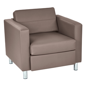 Pemberly Row Contemporary Armchair in Dillon Stratus Gray Vinyl Fabric