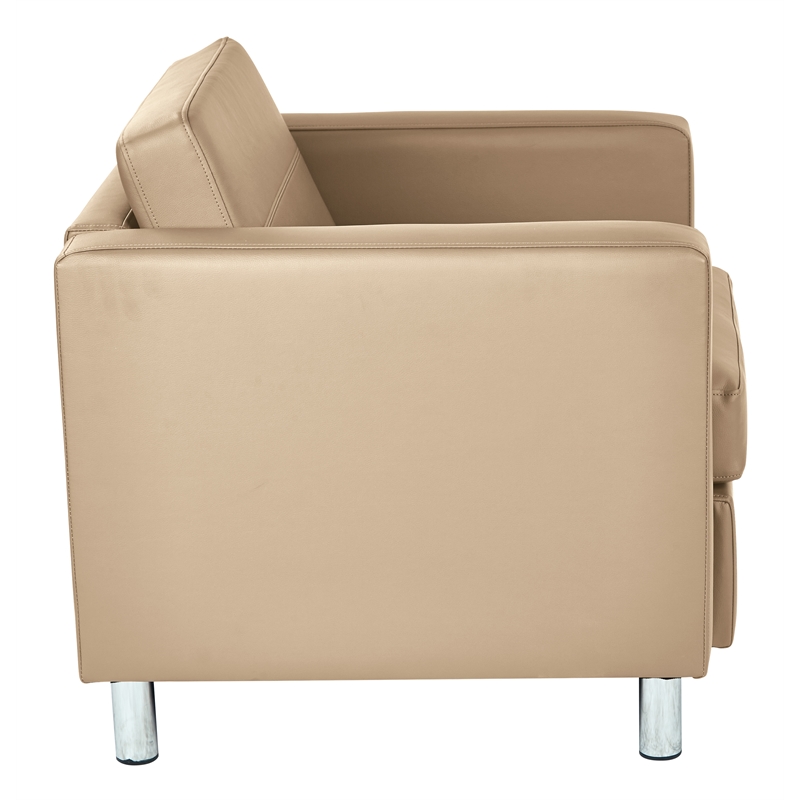 Pemberly Row Contemporary Armchair in Dillon Buff Cream Vinyl Fabric