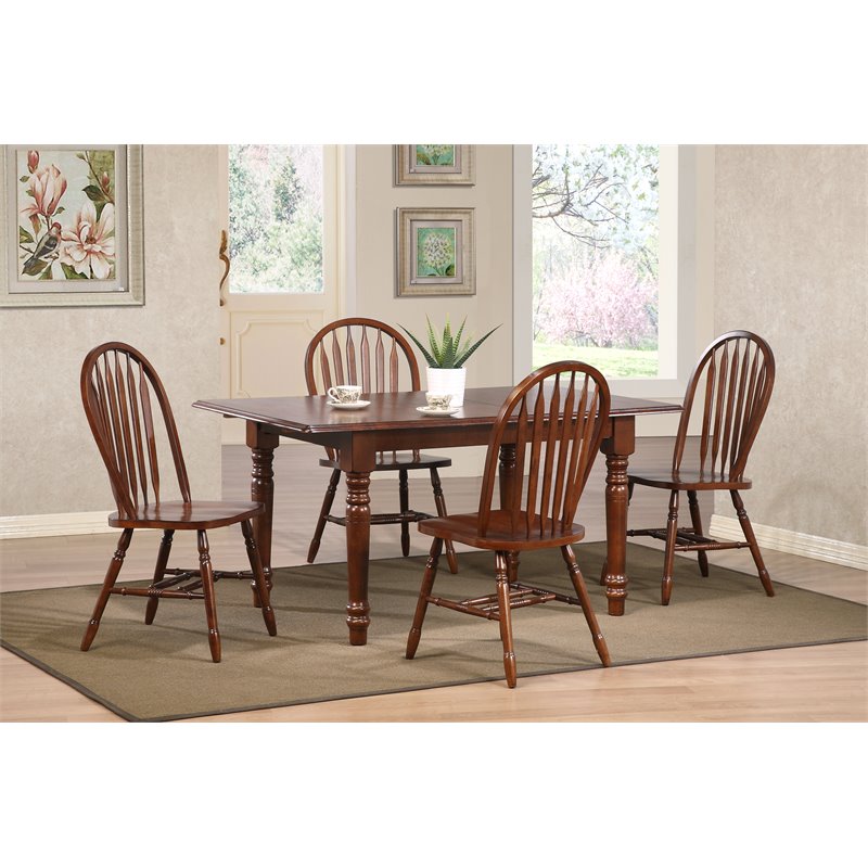 Pemberly Row Arrowback Windsor Wood Dining Side Chairs in Brown (Set of 2)