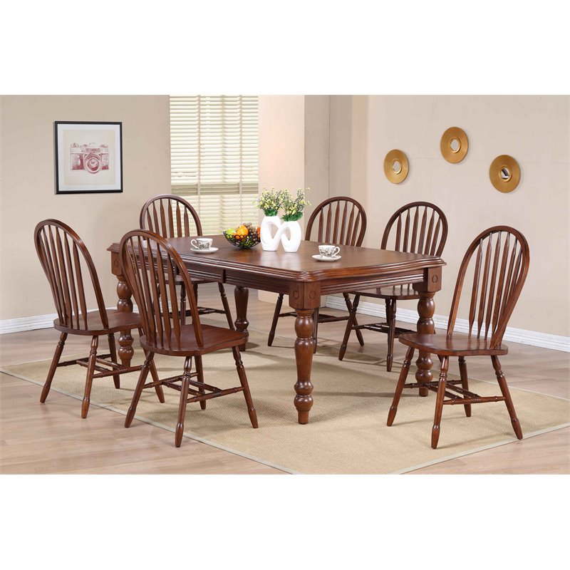 Pemberly Row Arrowback Windsor Wood Dining Side Chairs in Brown (Set of 2)