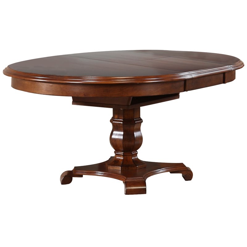 Pemberly Row 5-Piece Round/Oval Wood Extendable Dining Table Set in Brown