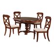 Pemberly Row 5-Piece Round/Oval Wood Extendable Dining Table Set in Brown