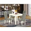 Pemberly Row 5-piece Wood Dining Set with High Back in Linen White