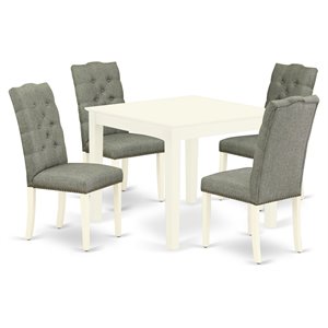 Pemberly Row 5-piece Wood Dining Set with High Back in Linen White