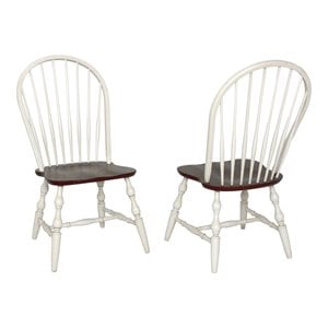 Pemberly Row 18&quot Windsor Wood Dining Chairs in White (Set of 2)