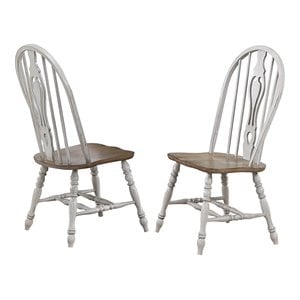 Pemberly Row 18&quot Wood Keyhole Dining Chairs in Gray (Set of 2)