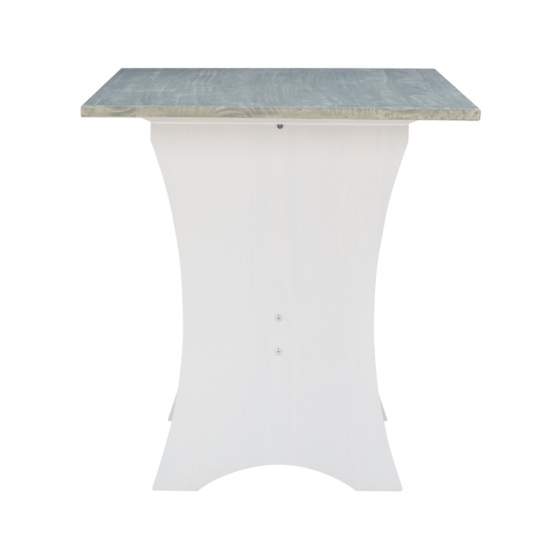 Pemberly Row Two Tone Pine Wood Coastal Corner Dining Nook in Graywash/White