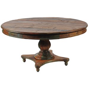 Pemberly Row Solid Wood 42&quot Round Dining Table in Multi-Color