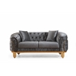 Pemberly Row 2-Pc Tufted Upholstery Sofa set finished with Velvet Fabric in Gray