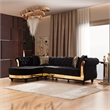 Pemberly Row Gold Detailed Tufted Upholstery Sectional made with Wood In Black