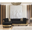 Pemberly Row Gold Detailed Tufted Upholstery Sectional made with Wood In Black