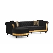 Pemberly Row Gold Detailed Tufted Upholstery Sectional made with Wood In Black