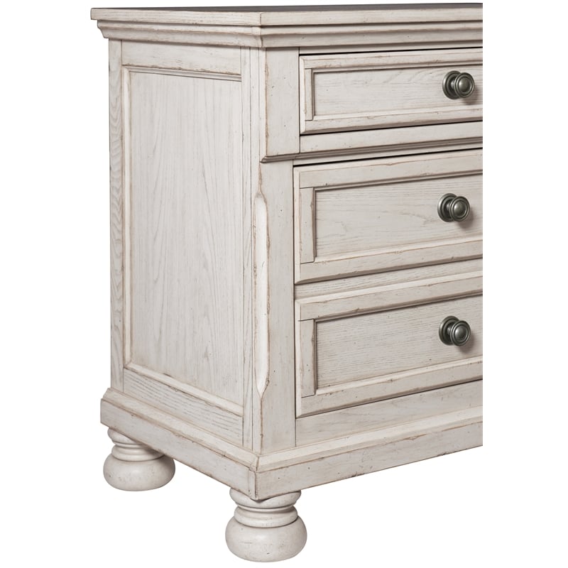 Pemberly Row Traditional Wood Nightstand in Antique White Finish